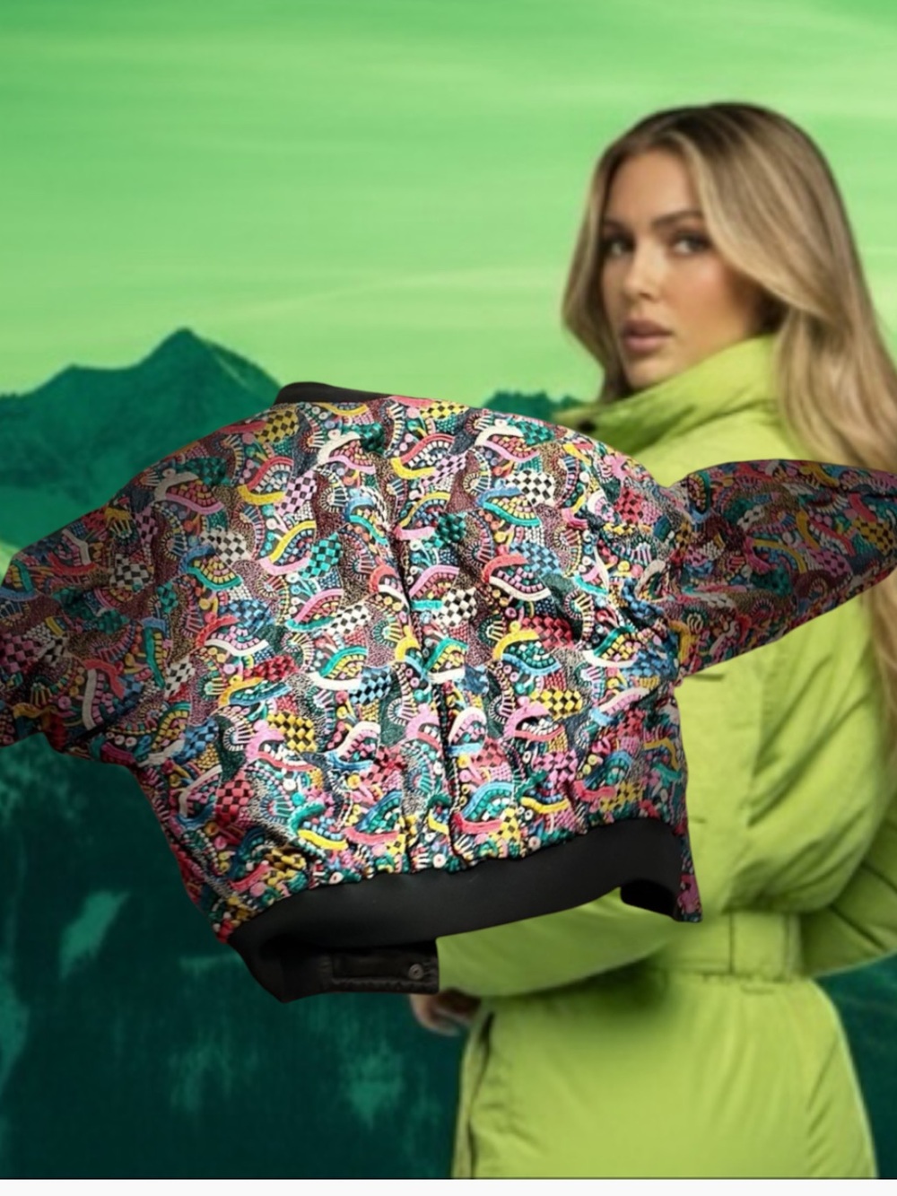 Women's Multi-Color Ski Jacket - Vibrant Pattern